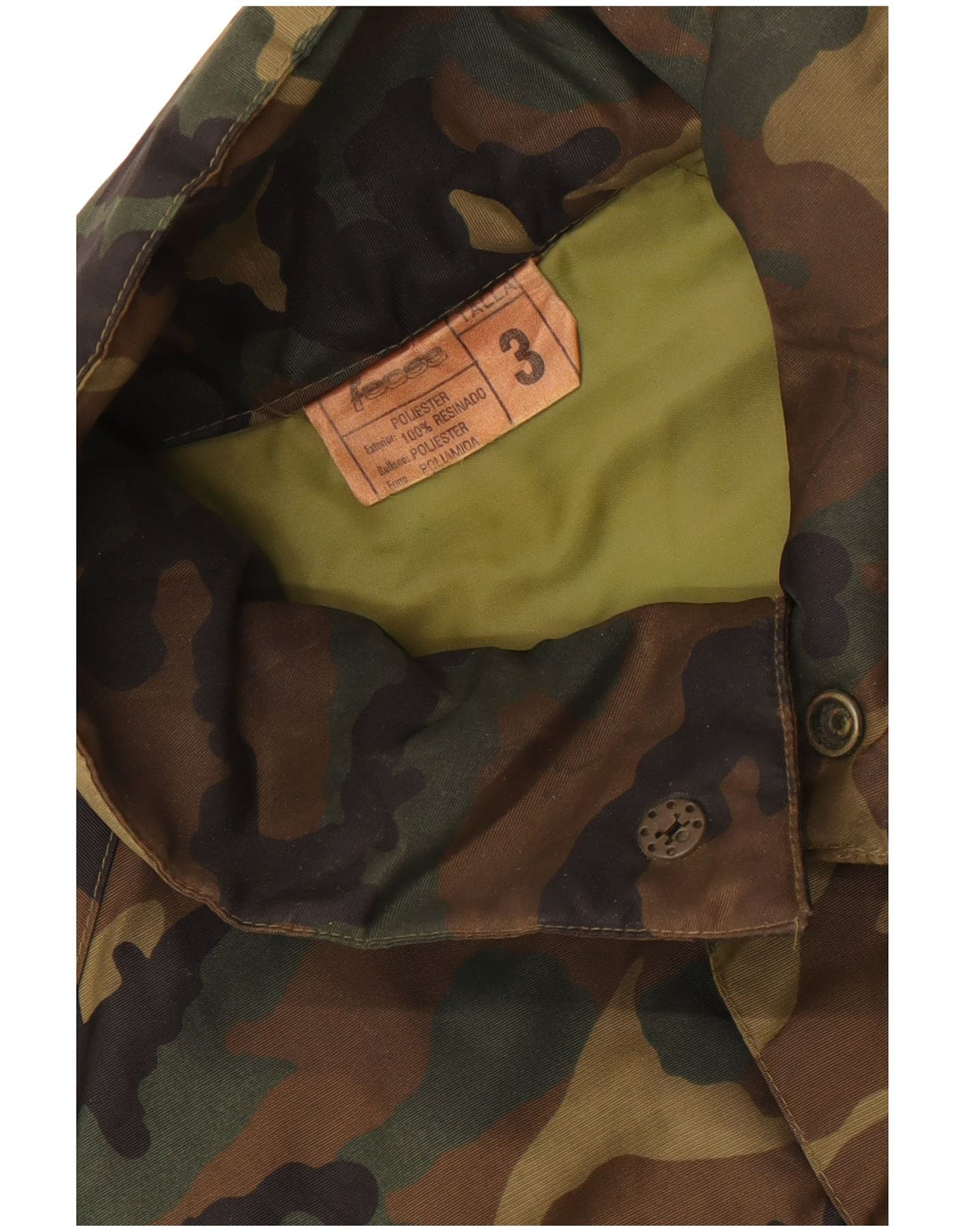 Vintage hombres chaqueta militar Reino Unido 42 XL caqui camuflaje poliéster