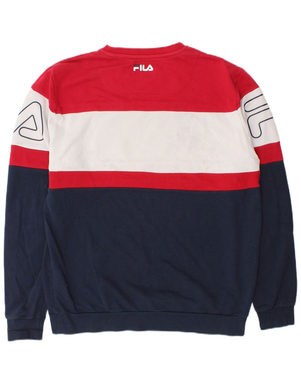 Fila Hombre Graphic Sudadera Jumper Large Multicolor Colorblock Algodón