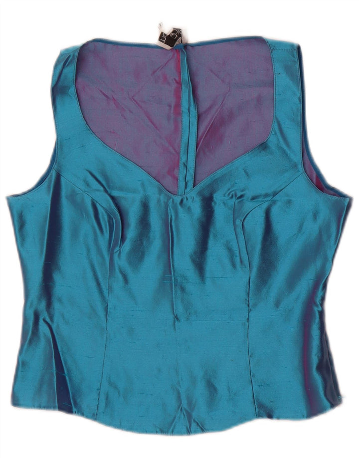 Gai Mattiolo Blusa corta sin mangas para mujer IT 44 Seda azul medio