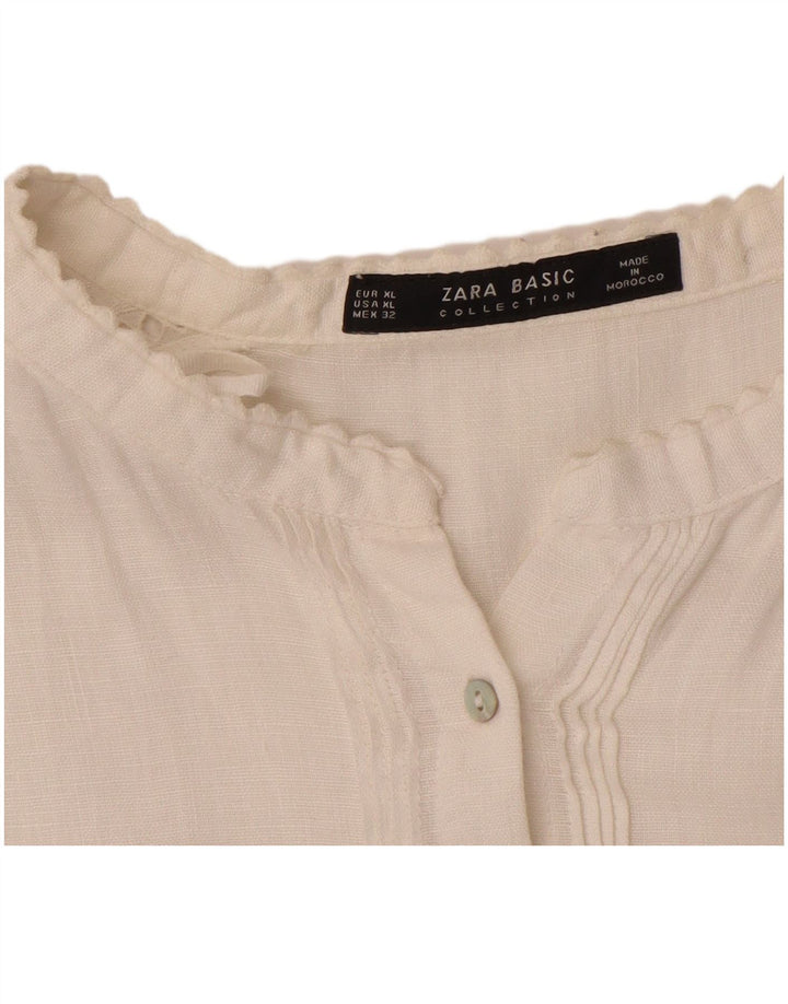 Zara Mujer Blusa Camisa ES 40 XL Blanco