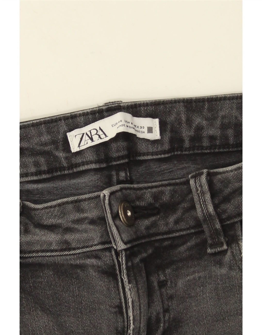 Zara Jeans Ajustados Desgastados para Mujer EU 40 Medium W30 L27 Gris