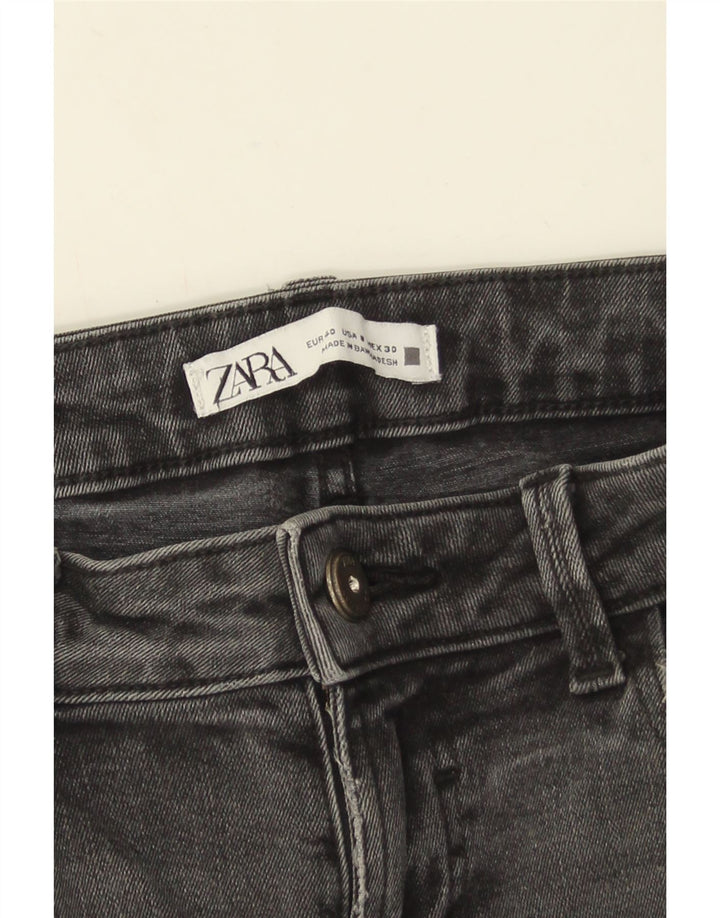Zara Jeans Ajustados Desgastados para Mujer EU 40 Medium W30 L27 Gris
