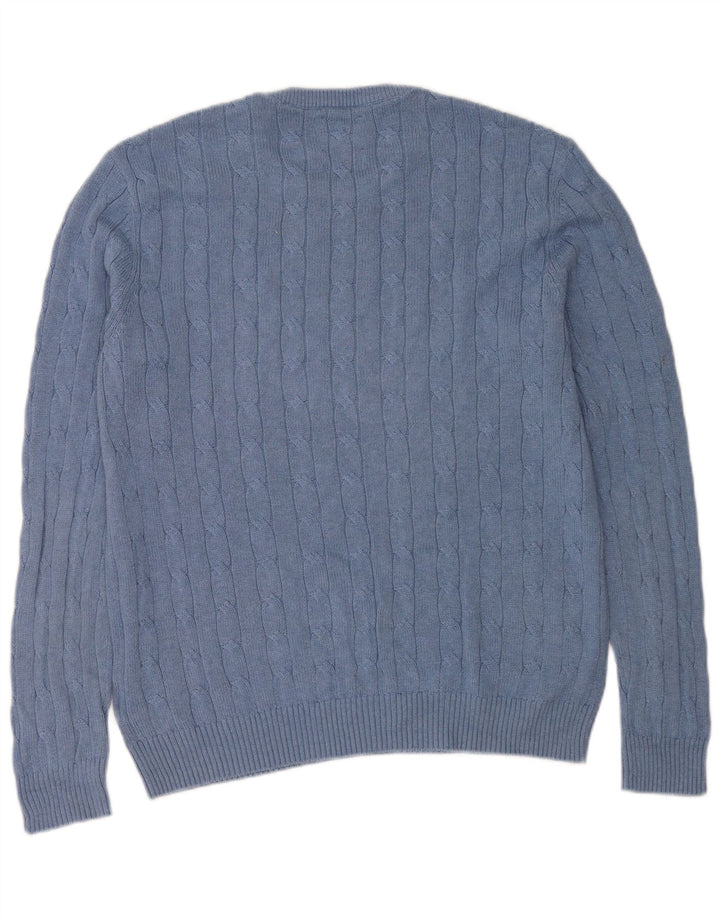 WHITE STUFF Jersey de cuello redondo para hombre, talla grande, algodón azul