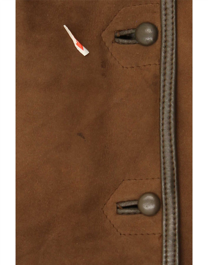 Abrigo de piel de oveja vintage para mujer IT 44 Marrón medio