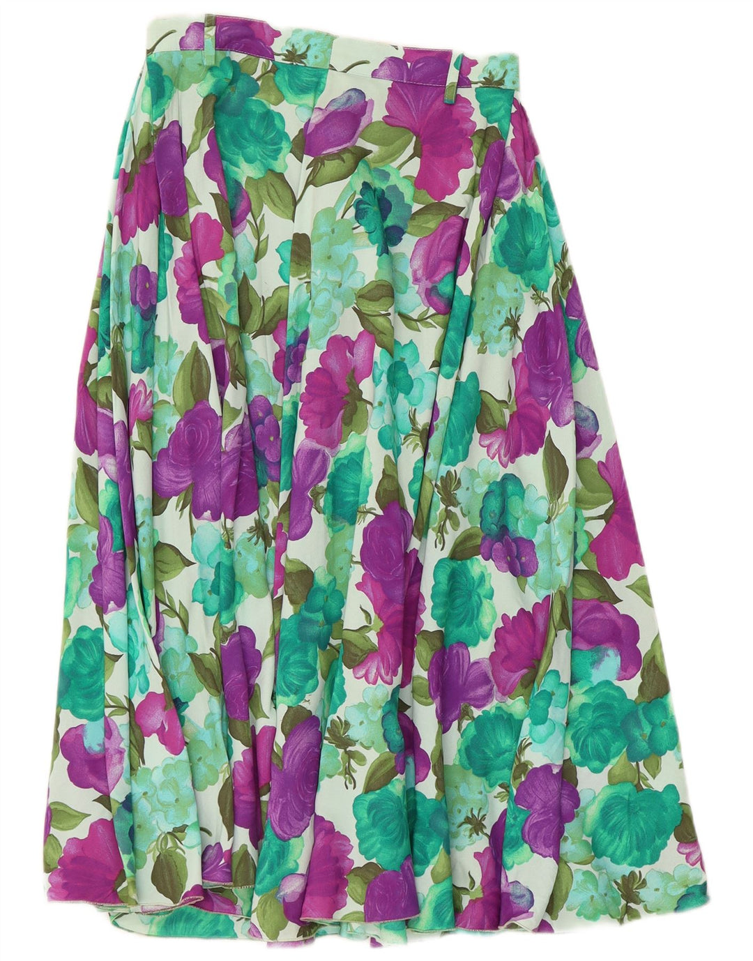 Falda acampanada vintage para mujer W26 pequeña floral multicolor