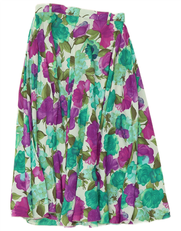 Falda acampanada vintage para mujer W26 pequeña floral multicolor