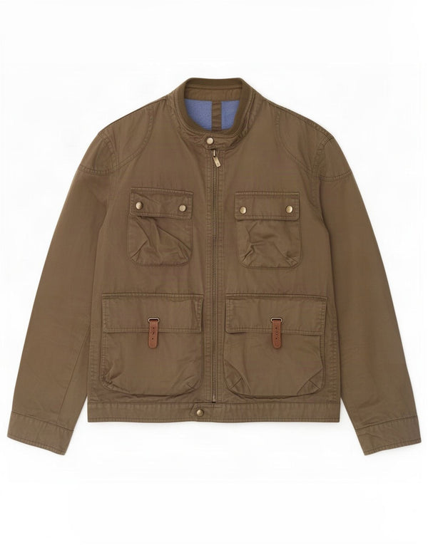 Massimo Dutti Chaqueta Utility Hombre UK 42 XL Algodón Caqui