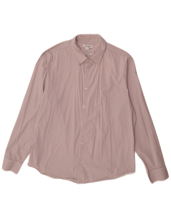 Calvin Klein Camisa Slim Fit para Hombre XL Algodón Púrpura a Rayas