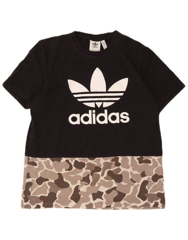 Adidas Hombre Camiseta Gráfica Top Medium Negro Camuflaje Algodón