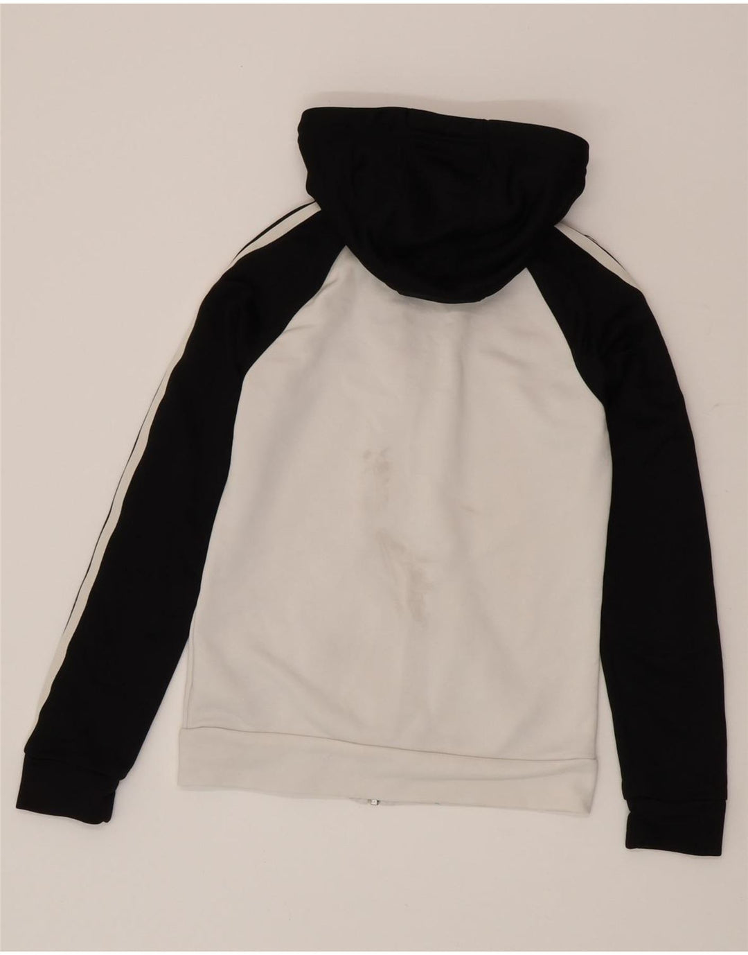Adidas Sudadera con capucha y cremallera para mujer UK 8 Small White Colourblock Poliéster