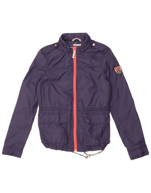 Tommy Hilfiger Chaqueta cortavientos con capucha para mujer UK 10 Small Azul marino Nylon