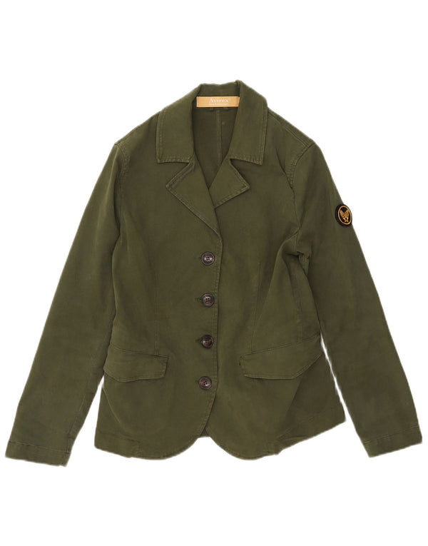 Avirex Chaqueta Blazer de 4 Botones para Mujer UK 6 XS Algodón Verde
