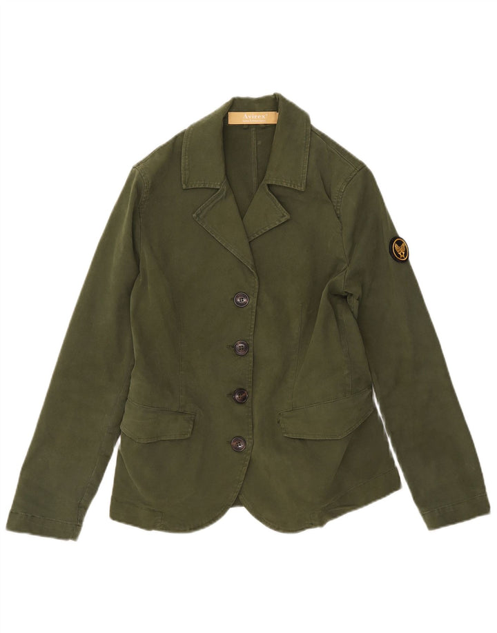 Avirex Chaqueta Blazer de 4 Botones para Mujer UK 6 XS Algodón Verde