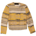 Zara Mujer Crop Open Blazer Chaqueta UK 10 Small Acetato De Rayas Amarillas