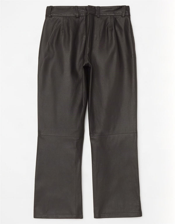 K.K.Berlin Pantalones rectos de cuero para mujer EU 40 Medium W32 L29 Negro