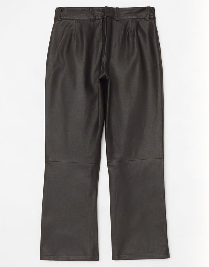 K.K.Berlin Pantalones rectos de cuero para mujer EU 40 Medium W32 L29 Negro