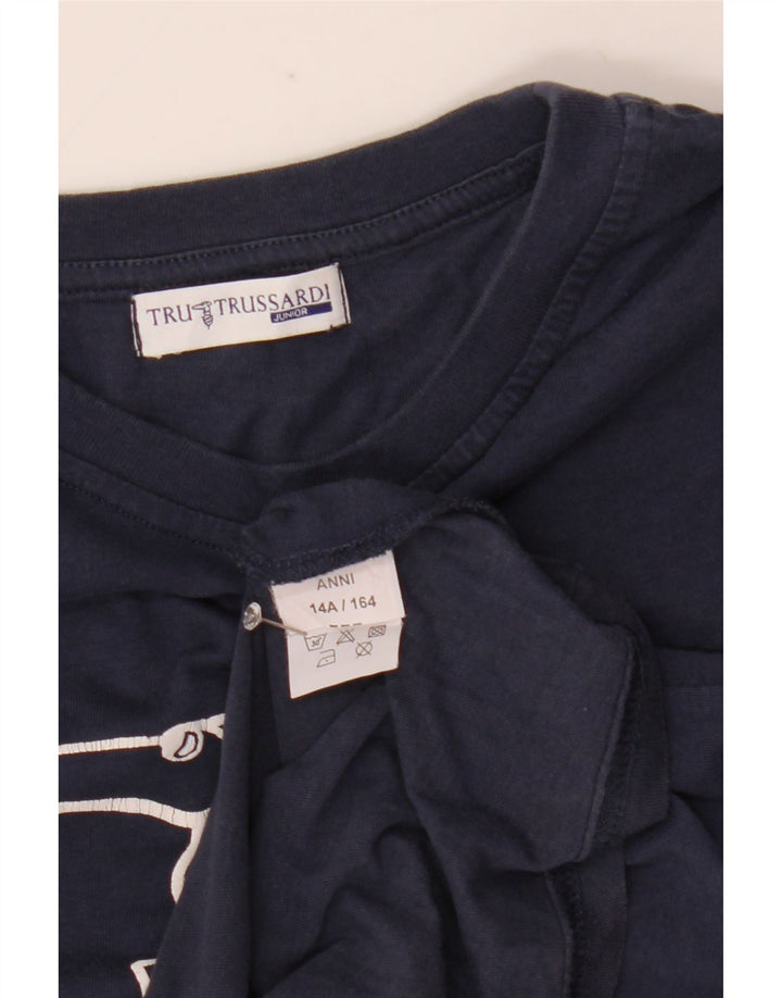 Trussardi Camiseta gráfica para niño manga larga 13-14 años Algodón azul marino