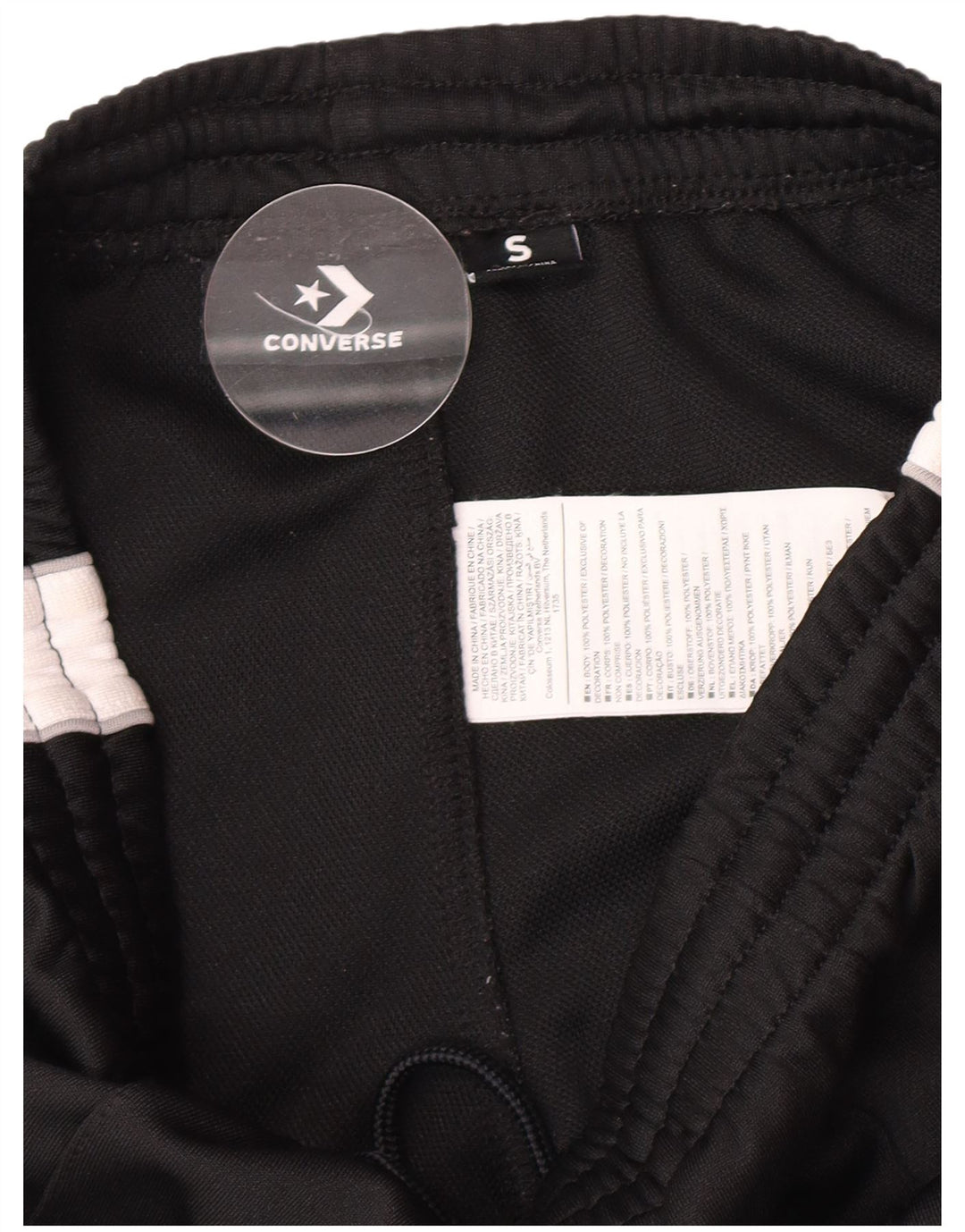 Converse - Pantalones de chándal para mujer (talla 8), color negro, poliéster
