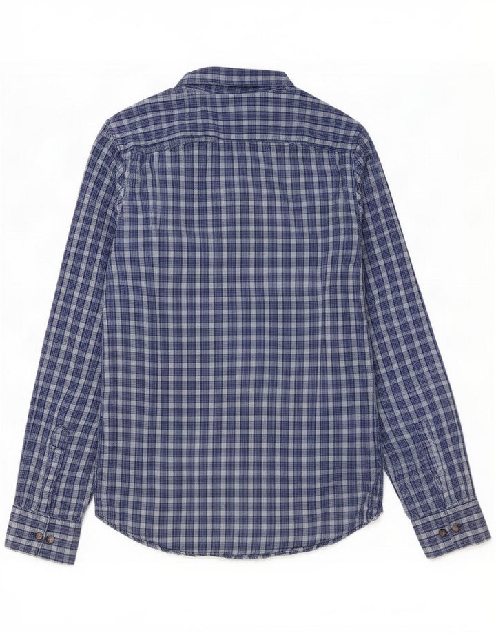 Camisa Marlboro Classics para hombre Algodón a cuadros azul marino mediano