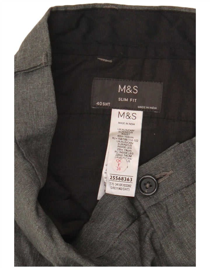 MARKS & SPENCER Pantalón chino slim fit para hombre W40 L29 Poliéster gris
