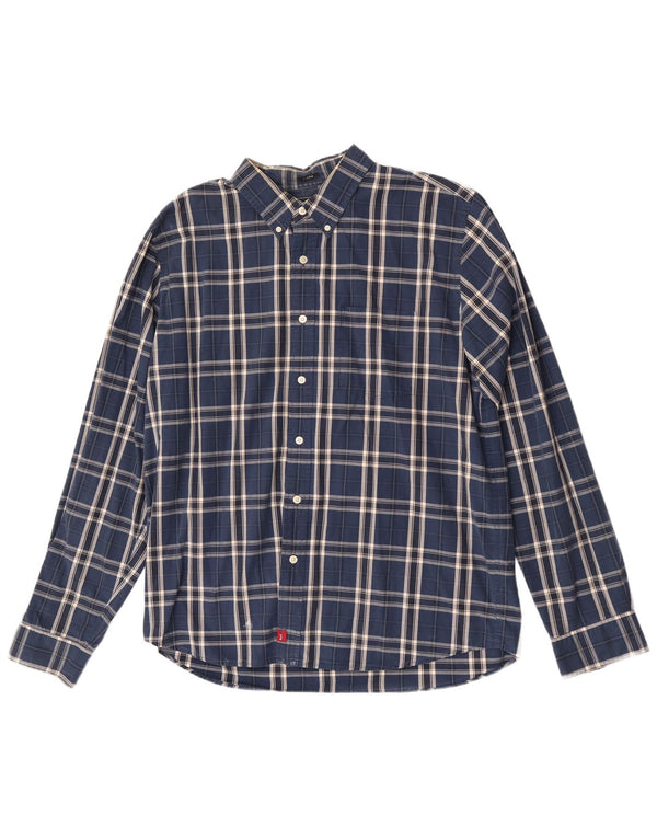 Abercrombie & Fitch Camisa musculosa para hombre XL Algodón a cuadros azul marino