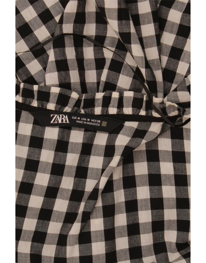 Zara Vestido Acampanado para Mujer UK 44 Medium Black Gingham