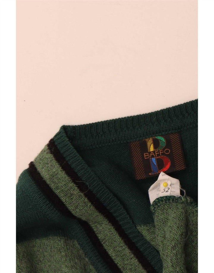 Baffo Jersey con Cuello en V para Hombre IT 52 Large Lana geométrica Verde