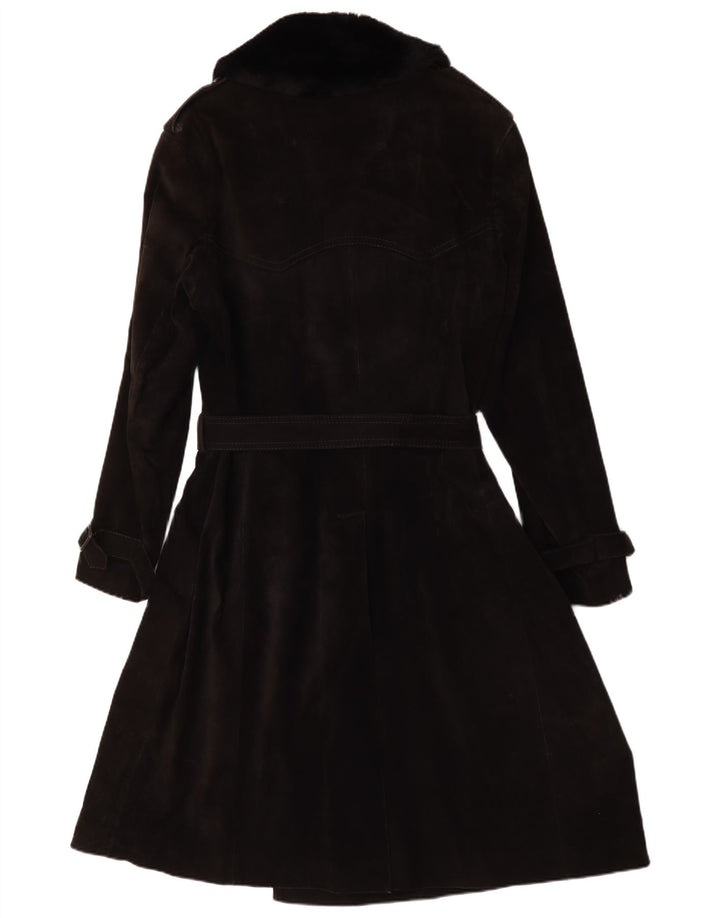 Vintage mujer ante doble pecho abrigo IT 54 3XL negro
