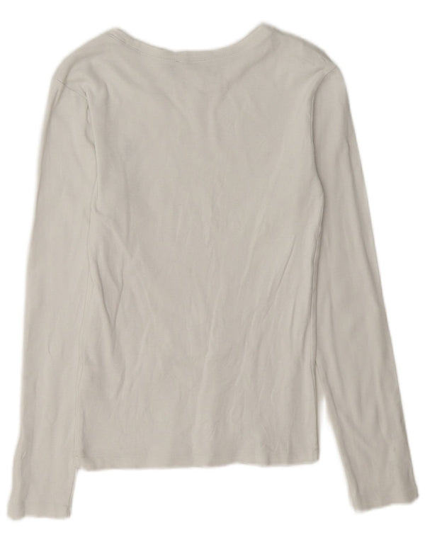 Polo Ralph Lauren Mujer Top Manga Larga UK 12 Medio Algodón Blanco