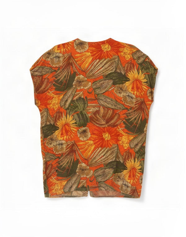 Caterina Blusa sin mangas para mujer UK 40 XL Naranja Floral