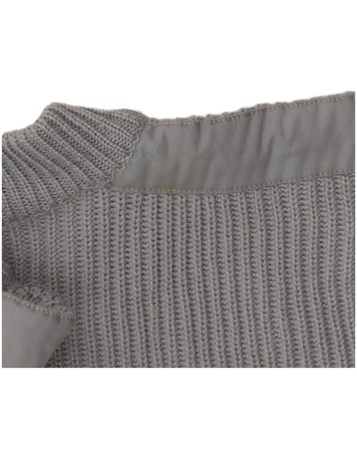 Vintage hombres Cardigan suéter medio gris retro