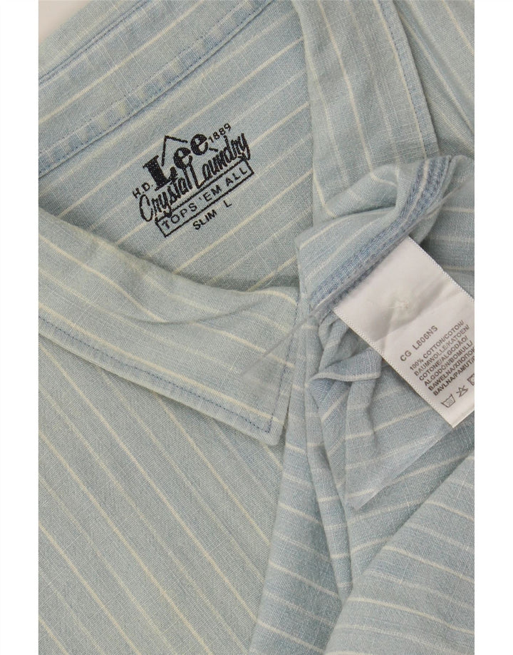 LEE Mens Slim Shirt Large Blue Pinstripe Cotton Vintage Lee and Second-Hand Lee from Messina Hembry 