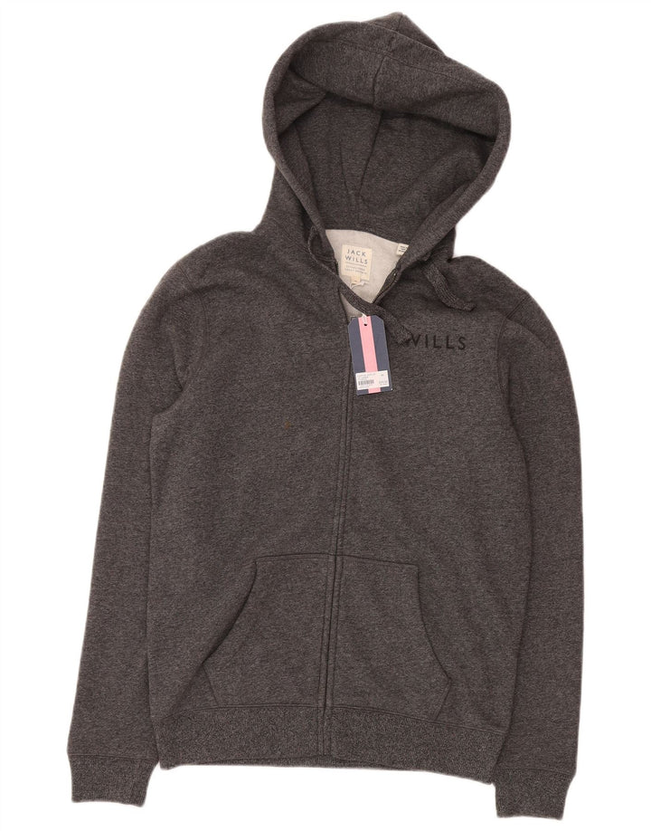 Jack Wills Sudadera con capucha y cremallera para hombre de algodón moteado gris medio