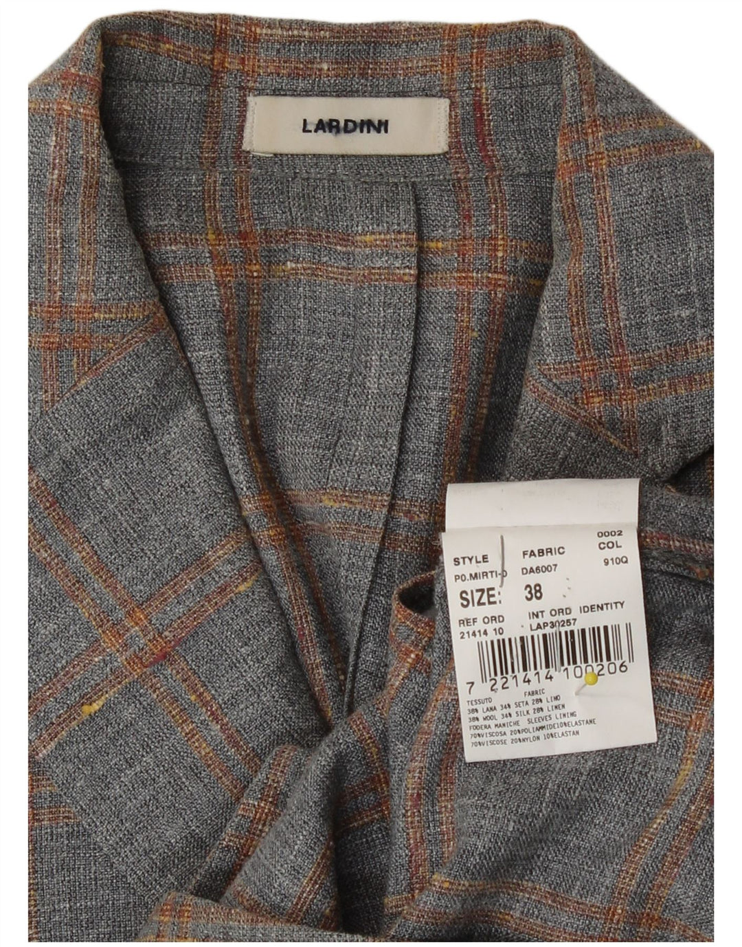 Lardini Chaqueta Blazer De 2 Botones Para Mujer IT 38 XS Lana A Cuadros Gris