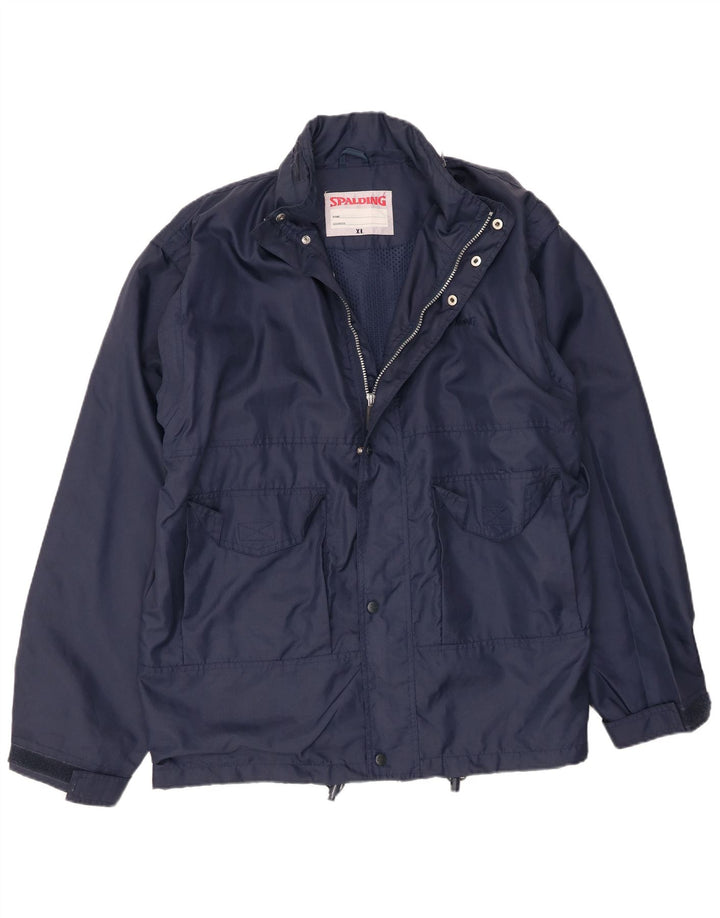 Chaqueta impermeable con capucha Spalding para hombre UK 42 XL Poliamida azul marino