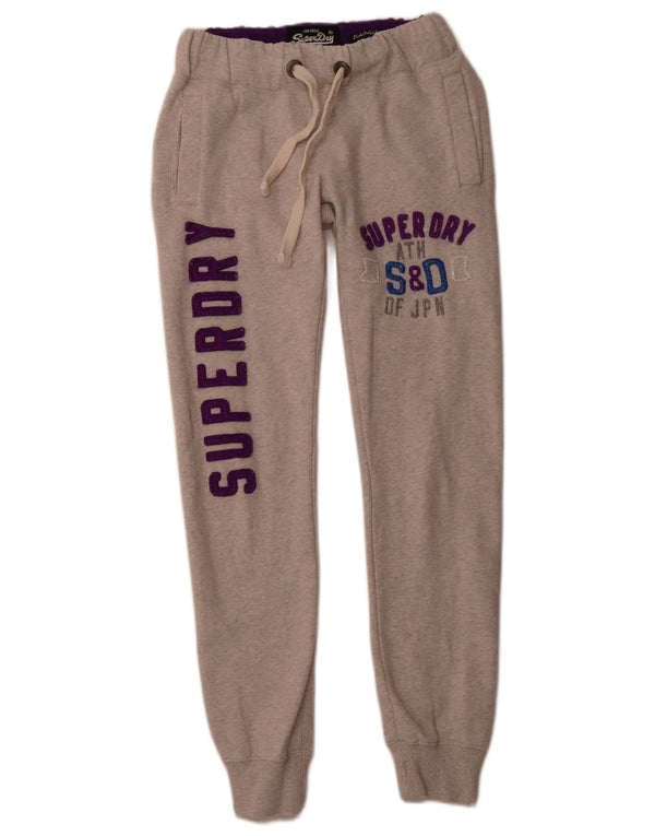 SUPERDRY Pantalones de chándal con estampado gráfico para mujer Joggers UK 4 XS Gris Algodón