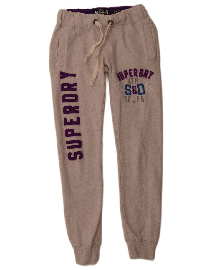 SUPERDRY Pantalones de chándal con estampado gráfico para mujer Joggers UK 4 XS Gris Algodón