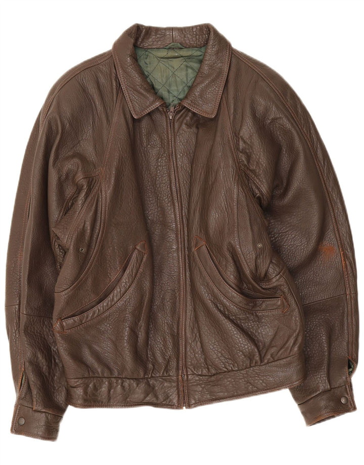 Chaqueta de cuero vintage para hombre IT 48 Marrón medio