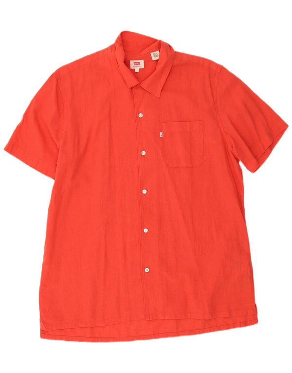 Levi's Camisa de manga corta para hombre, talla grande, lino rojo