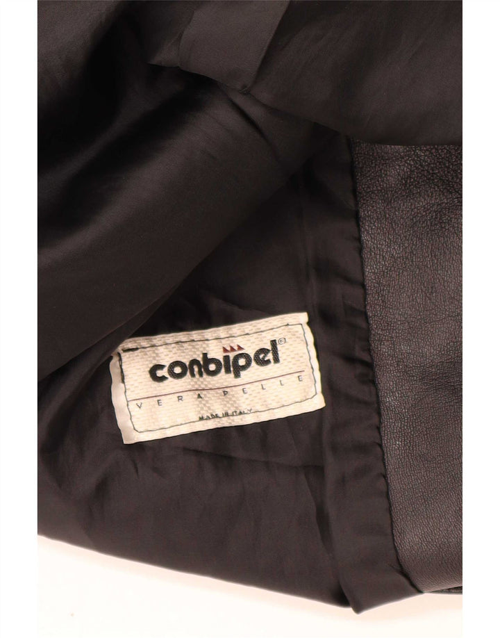 Conbipel Chaqueta Blazer de Cuero con 3 Botones para Mujer UK 44 Mediano Negro