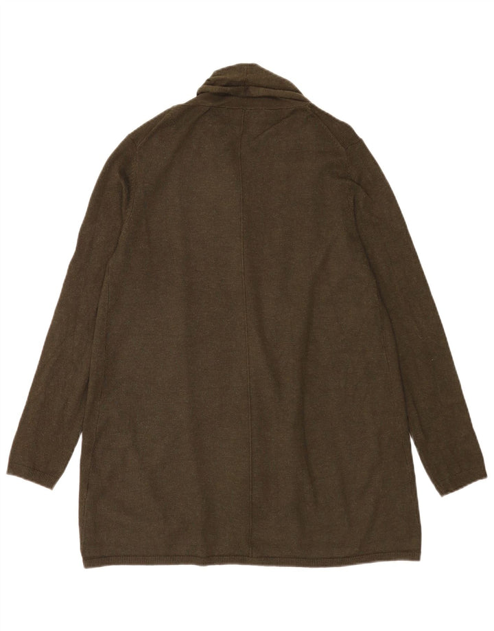 Zara Mujer Cárdigan Abierto Suéter UK 12 Medium Caqui Viscosa