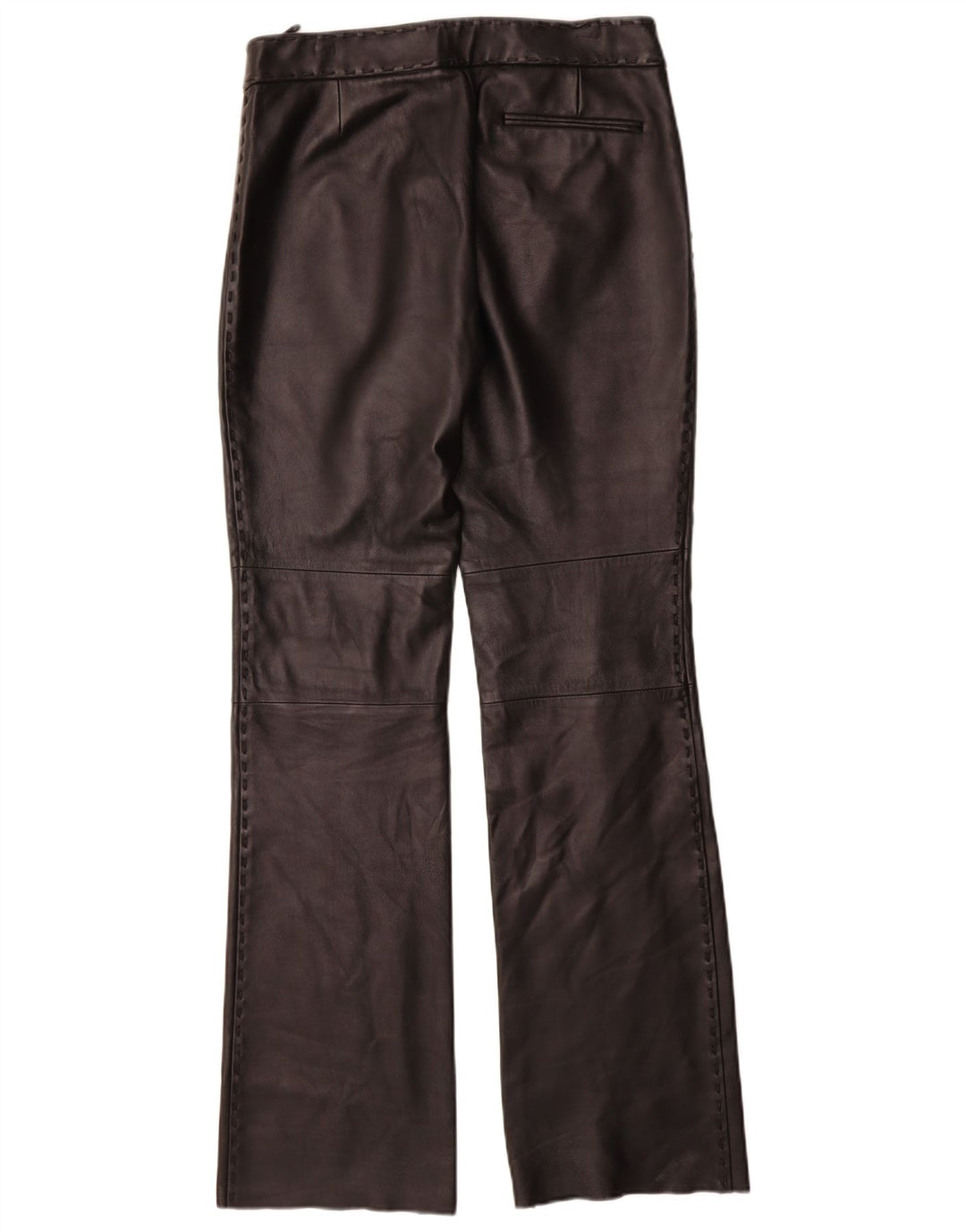 Mango Mujer Pantalones Rectos De Cuero IT 42 Medium W30 L35 Negro
