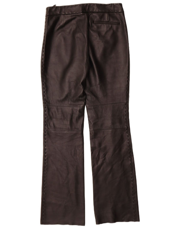 Mango Mujer Pantalones Rectos De Cuero IT 42 Medium W30 L35 Negro