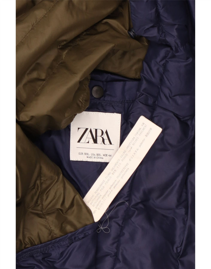 Zara Chaqueta Acolchada Hombre UK 44 2XL Azul Marino Poliéster
