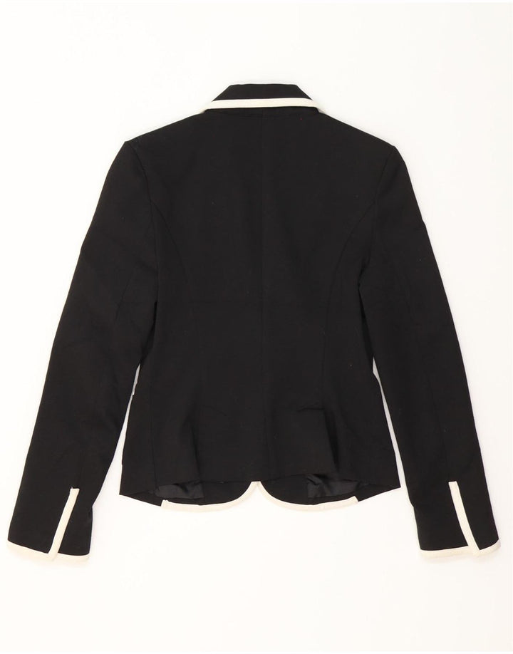 Zara Mujer Chaqueta Blazer De 2 Botones UK 40 Small Poliéster Color Block Negro