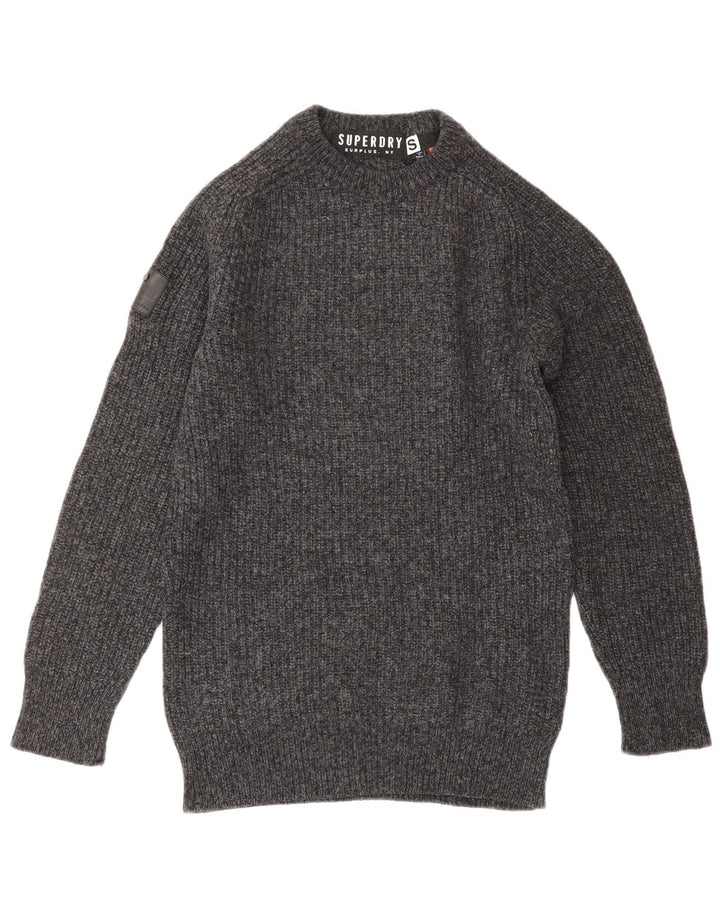 Superdry Jersey De Cuello Redondo Para Mujer Pequeño De Lana Gris