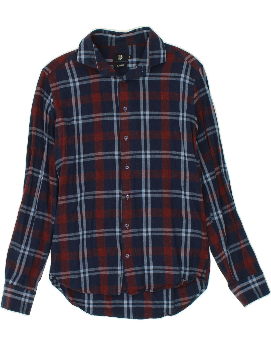 DACK'S Mens Slim Fit Shirt Small Navy Blue Check Vintage Dack's and Second-Hand Dack's from Messina Hembry 