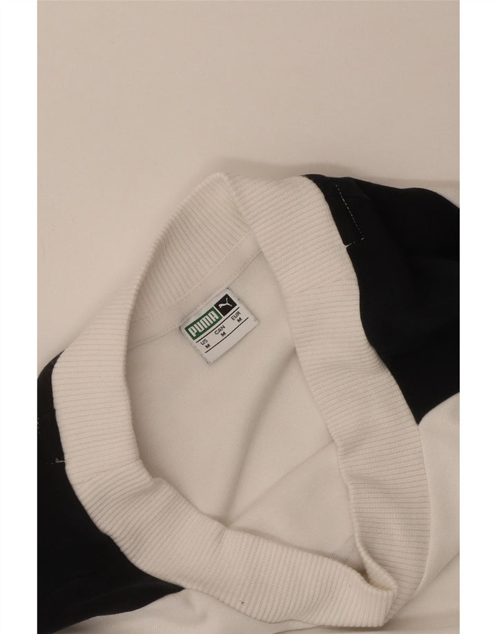 Puma Mujer Crop Graphic Sudadera Jumper UK 14 Medium White Colourblock
