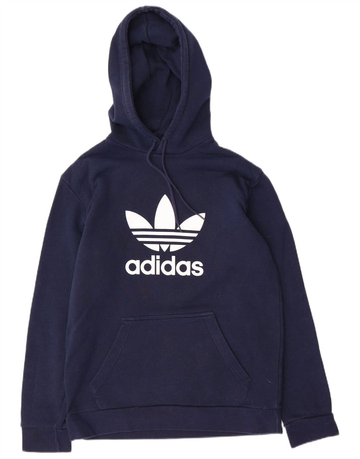 Adidas Hombre Sudadera Con Capucha Gráfica Jersey Medio Azul Marino Algodón