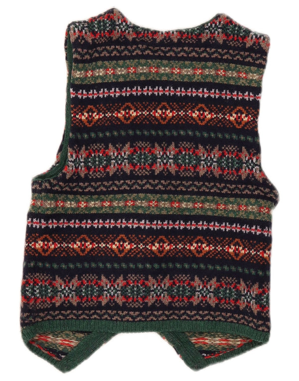 Zara Mujer Crop Chaleco UK 8 Small Lana Geométrica Multicolor
